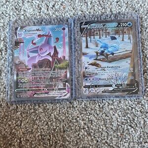 Pokemon cards Espeon VMAX and Glaceon V.